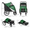 PawHut Large Dog Stroller Dog Pram Foldable Pet Pushchair with Safety Leashes for Medium, Large Dogs - Green