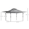 Outsunny 3 x 3(m) Pop Up Gazebo with Extend Dual Awnings, 1 Person Easy up Marquee Party Tent with 1-Button Push, Double Roof, Wheeled Bag, Sandbags, Height Adjustable Instant Shelter, Grey