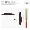 Outsunny 2 x 3m Wooden Garden Parasol Umbrella Outdoor Sun Shade Canopy, Table Market Umbrella with Vent, 38 mm Pole, Rope Pulley Mechanism, Black