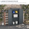 Outsunny Small Shed, Wooden Garden Storage Shed, 3 Shelves Outdoor Tool Shed Cabinet with Asphalt Roof and Shutter Doors, 87cm x 47cm x 160cm, Grey