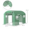 Outsunny 3 x 2 x 2m Polytunnel Greenhouse with 3 Roll-up Doors and Mesh Windows, Walk-in Garden Tunnel Warm House Tent with UV-resistant PE Cover and Galvanised Steel Frame, Green