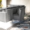Outsunny 10 Seater Rattan Dining Set with Expandable Table and Nesting Chairs, Rattan Garden Furniture Set with Cushions, Outdoor Dining Table and Chairs, Sectional Corner Sofa Set, Light Grey