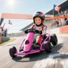HOMCOM 24V Electric Go Kart for Kids, Drifting Ride-On Racing Go Kart with Slow Start, Music, Horn Honking and Safety Belt, for 8-12 Years Old, Pink