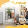 PawHut Dog Gate Wide Stair Gate w/ Door Pressure Fit Pets Barrier for Doorway, Hallway, 76H x 75-85W cm - White