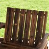 Outsunny 2-Seater Wooden Garden Bench, Antique Loveseat Chair with Table & Parasol Hole, Outdoor Bench for Porch, Patio, Carbonised Finish