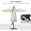 Outsunny 3(m) Garden Cantilever Parasol Patio Banana Hanging Umbrella Sun Shade with Crank and Tilt, 8 Ribs and Cross Base, Beige