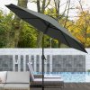 Outsunny 3(m) Garden Parasol Umbrellas, Outdoor Sun Shade with 8 Ribs, Tilt and Crank Handle for Balcony, Bench, Garden, Dark Grey