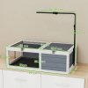 PawHut Tortoise House, Wooden Tortoise Table, Tortoise Enclosure with Adjustable Lamp Holder, Openable Lids, Pull-Out Trays - Grey