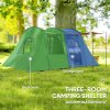 Outsunny 4 Man Tunnel Tent, Family Camping Tent with Porch, Bedroom and Living Area, Sewn in Groundsheet, 3000mm Waterproof, Portable with Bag for Hiking, Festival, Backpacking, Green