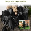 Outsunny Folding Garden Trolley, Cargo Traile on Wheels, Collapsible Camping Trolley, Outdoor Utility Wagon with Steel Frame and Oxford Fabric, Dark Grey