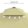 Outsunny 2.5m Cantilever Parasol with Easy Lever, Square Double Top Garden Parasol Umbrella with Ruffles and Cross Base, Overhanging Outdoor Sun Shades, Beige