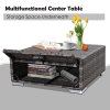 Outsunny 3 Pieces Rattan Garden Furniture Sofa Set, 4 Seater Garden Corner Sofa with 5-Level Reclining Sun Lounger and Storage Coffee Table, Outdoor Furniture Conservatory Set with Cushions, Grey