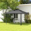 Outsunny 4 x 4m Pop-up Gazebo Double Roof Canopy Tent with UV Proof, Roller Bag & Adjustable Legs Outdoor Party, Steel Frame, Dark Grey