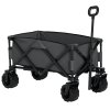 Outsunny 140L Festival Trolley on Wheels, Folding Camping Trolley Cart with Telescopic Handle, Big Wheels for Outdoor Garden Beach Fishing, Dark Grey