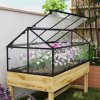 Outsunny Raised Garden Bed with Cold Frame Greenhouse, Elevated Wood Planter Box with Polycarbonate Panel and Top Vent for Vegetables, Flowers, Herbs, 120 x 60 x 103cm, Natural