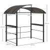 Outsunny 2.4 x 1.5m Grill Gazebo Outdoor BBQ Gazebo Canopy with Side Shelves Hanging Poles Great Ventilation PC Board