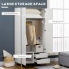 HOMCOM 2 Door Wardrobe with 2 Drawers, Storage Cupboard with Clothes Hanging Rail, Shelves and Anti-tipping Design, Modern Bedroom Furniture, White