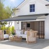 Outsunny 3.5 x 3 m Electric Awning with Remote Controller, Aluminium Frame DIY Retractable Awning, UV50+ Sun Shade Canopy for Garden Patio Deck Door Window, Grey