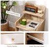 HOMCOM Bedside Table, Bedside Cabinet with Drawer, Modern Side Table with Shelf for Bedroom, Living Room, Natural Wood Effect