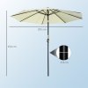 Outsunny 3(m) Tilting Parasol Garden Umbrellas, Outdoor Sun Shade with 8 Ribs, Tilt and Crank Handle for Balcony, Bench, Garden - Beige
