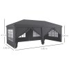 Outsunny 3 x 6 m Pop Up Gazebo with Sides and Windows, Height Adjustable Wedding Camping Party Tent Canopy Marquee with Storage Bag for Garden, Event, Grey