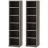 HOMCOM 204 CD Media Display Shelf Unit Set of 2 Blu-Ray Tower Rack w/ Adjustable Shelves Bookcase Storage Organiser, Mocha Wood Effect