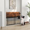 PawHut Dog Gate Wide Stair Gate w/ Door Pressure Fit Pets Barrier for Doorway, Hallway, 76H x 75-115W cm - Black