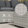 Outsunny 6 Pieces Rattan Garden Furniture Set, 5 Seater Sectional Garden Corner Sofa Set with Glass Top Coffee Table, Cushions and Pillows, All-Weather Wicker Conversation Furniture, Mixed Grey