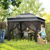 Outsunny 3 x 3(m) Pop Up Gazebo with Netting and Carrying Bag, Party Tent Instant Event Shelter, Height Adjustable and UV-Resistant, for Garden, Patio, Grey