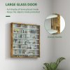 HOMCOM 7-Tier Wall Mounted Display Cabinet, Display Case with 6 Adjustable Shelves, Glass Doors for Home Office Ornaments 83x80cm, Rustic Brown