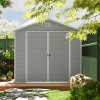 Outsunny 8 x 6ft Plastic Garden Storage Shed with Foundation Kit, Polypropylene Outdoor Storage Tool House with Ventilation Slots and Lockable Door, Light Grey