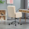 HOMCOM Home Office Chair, Upholstered Sherpa Fleece Desk Chair with Height Adjustable, Tilt Function and 360° Swivel Wheels for Home Office and Study Room, Cream White