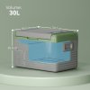 Outsunny 30L Car Refrigerator, Portable Compressor Car Fridge Freezer, Electric Cooler Box with 12/24V DC and 110-240V AC for Camping, Driving, Picnic, Down to -20°C, Light Green and Grey