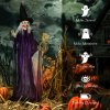 Outsunny 183 cm Life Size Halloween Animated Standing Witch & Broomstick with Glowing LED Eyes, Spooky Witch Scary Halloween Decorations, Battery Operated, Indoor Party Props