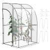 Outsunny Walk-In Greenhouse with Zipped Roll Up Doors, Lean-to Small Greenhouse with Plastic Cover and Sloping Top for Flowers, Vegetables and Herbs, 143cm x 118cm x 212cm, Clear