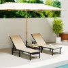 Outsunny Sun Loungers for Garden Set of 2, 5-Level Adjustable Reclining Sun Lounger Chairs, Flat Garden Lounger Sunbed with Texteline Seat, Steel Frame for Patio, Beach, Khaki