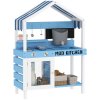 AIYAPLAY Kids Mud Kitchen, Outdoor Play Kitchen with Stoves, Sink, Faucet, Storage Shelves, Cookware Accessories, Pretend Wooden Kitchen Playset for Boys Girls, Blue