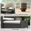 Outsunny 5 Piece Rattan Garden Furniture Set, Wicker Patio Conversation Set with 2 Chairs, 2-Tier Coffee Table, 2 Ottomans and Thick Cushions for Outdoor, Balcony, Bistro, Porch, Cream White