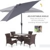 Outsunny 2.6M Garden Parasol Umbrella with Tilt and Crank, Outdoor Sun Parasol Sunshade Shelter with Aluminium Frame, Grey