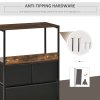 HOMCOM 3 Drawer Storage Chest Unit Home Cabinet w/ Shelves Home Living Room Bedroom Entryway Living Furniture