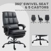 HOMCOM Executive Office Chair with Footrest, PU Leather High Back Desk Chair with Lumbar Support, Swivel Computer Chair with Adjustable Height and Padding Armrests, Black