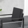 Outsunny 4 Pieces Aluminium Garden Furniture Set with Cushions, Patio Furniture Set with Slatted Aluminium Top Coffee Table, Sofa Set with Rope Decoration Weave Armchairs, Black