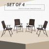Outsunny Folding Garden Chairs Set of 4, PE Rattan Garden Dining Chairs with Armrests, High Back and Steel Frame, Weather Resistant Outdoor Dining Furniture for Patio, Balcony, Brown