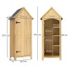 Outsunny Small Shed, Wooden Garden Storage Shed with 3 Shelves, Outdoor Tool Storage Cabinet with Tilt Roof and Lockable Door, 77.5 x 54.2 x 179.5 cm, Natural