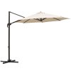 Outsunny 3M Cantilever Parasol, Hanging Garden Umbrella Sun Shade with 360 Rotation, Aluminium Frame, Cross Base, Hand Crank, Beige