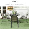 Outsunny Stackable Outdoor Chairs Set of 4, Rattan Garden Chairs with Armrests and Backrest for Deck, Mixed Grey
