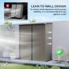 Outsunny 5ft x 3ft Lean to Garden Shed, Metal Outdoor Storage Shed with Single Lockable Door, Tool Storage Shed for Garden, Patio, Light Grey