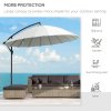 Outsunny 3(m) Cantilever Shanghai Parasol Garden Hanging Banana Sun Umbrella with Crank Handle, 18 Sturdy Ribs and Cross Base, White