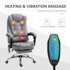 Vinsetto Office Chair with 6 Point Massage and Back Heat, Microfiber Desk Chair with Footrest Adjustable Height and Swivel Wheels, Back Reclining, Grey