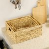 HOMCOM Set of 3 Wicker Storage Baskets, Woven Baskets with Handles, for Organizing, Storage Boxes for Shelves, Bedroom, Living Room, Bathroom, Natural Tone